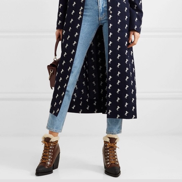 CHLOE Rylee Lace-Up Leather Ankle Boots Size 38 - Picture 4 of 13